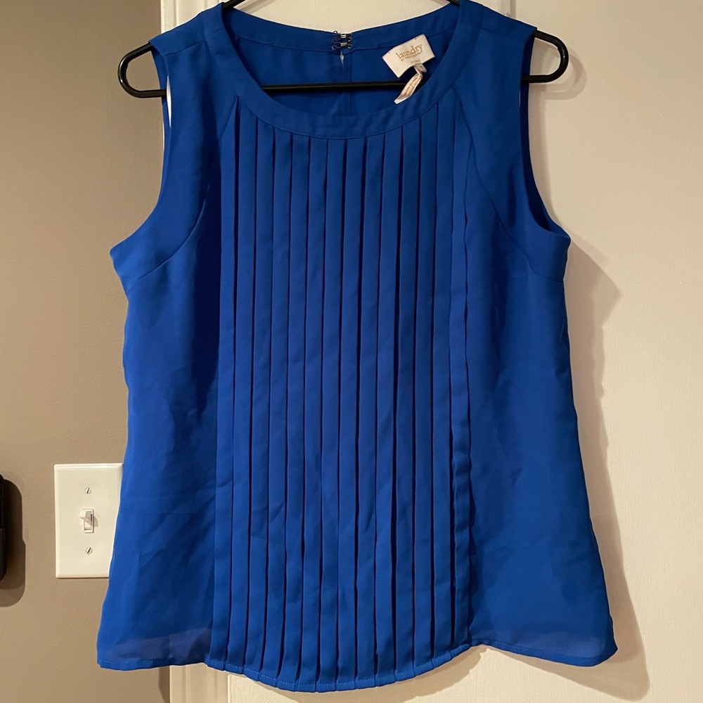 Laundry by Shelli Segal Royal blue pleated sleeveless top size 8